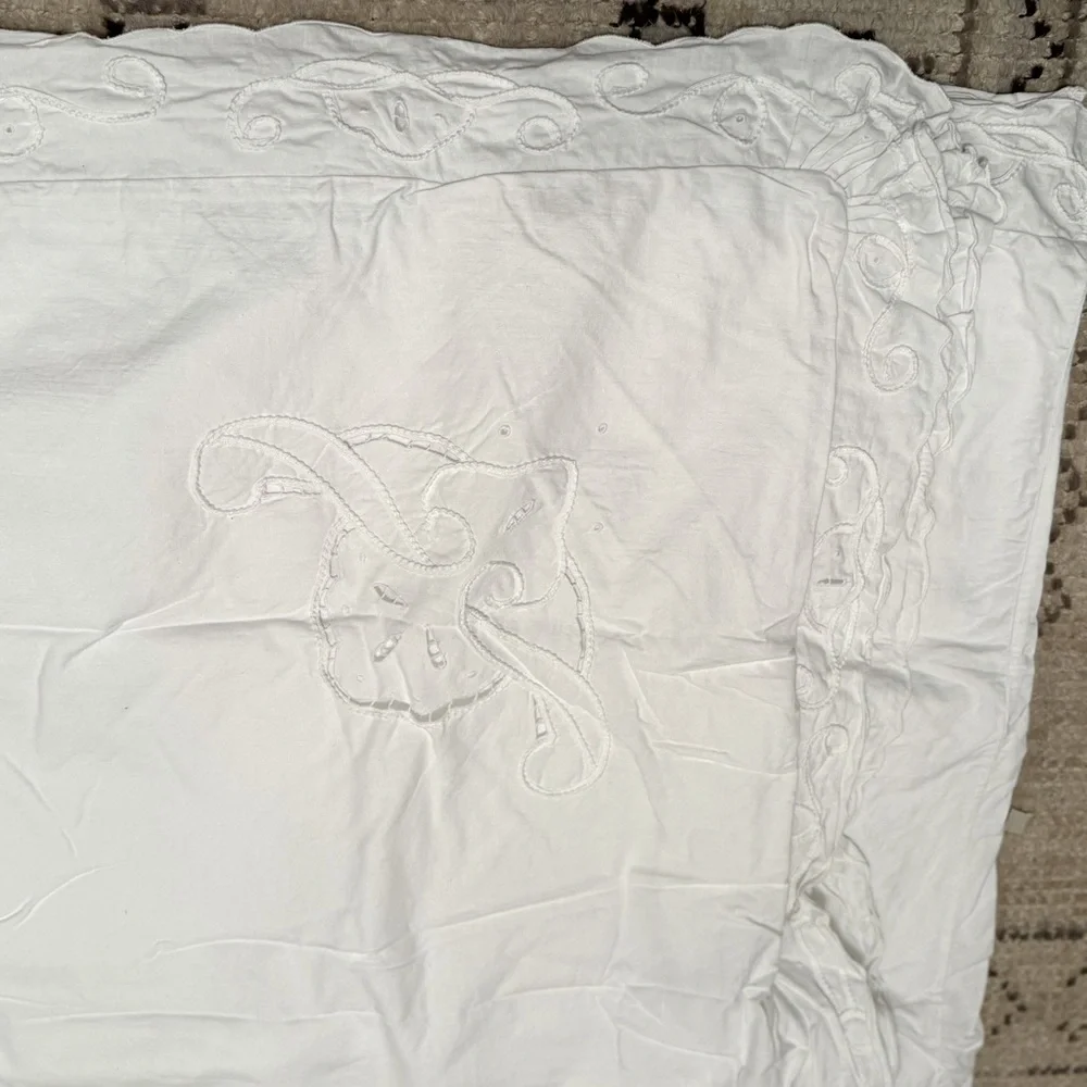 Vintage Scalloped Edge Raffle Cotton 3ps Set Duvet & 2 Shams